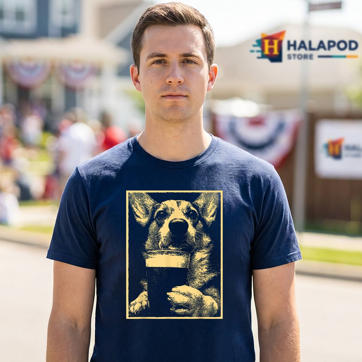 Cute Corgi With Beer Drinking T-Shirt Humor For St Patricks Day Graphic Men
