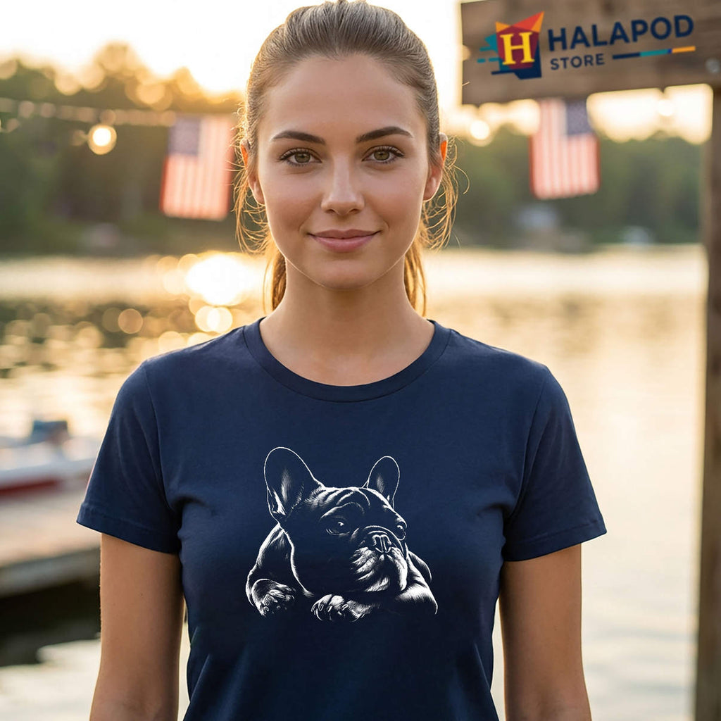 Cute Dreamy French Bulldog Shirt On Chest Dog Lover Funny Casual Graphic Mens