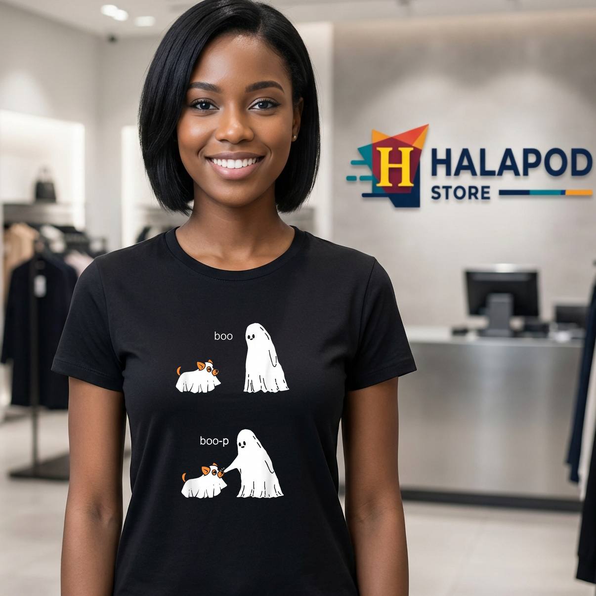 Cute Ghost Dog Corgi Halloween T-Shirt Boo Boop Funny Graphic Apparel Mens