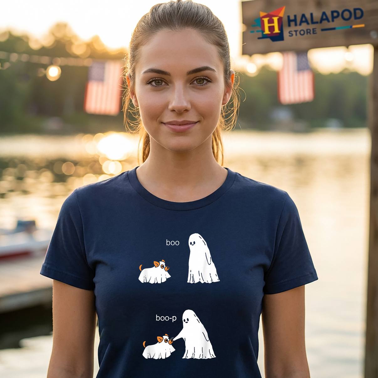 Cute Ghost Dog Corgi Halloween TShirt Boo Boop Funny Graphic Apparel Mens