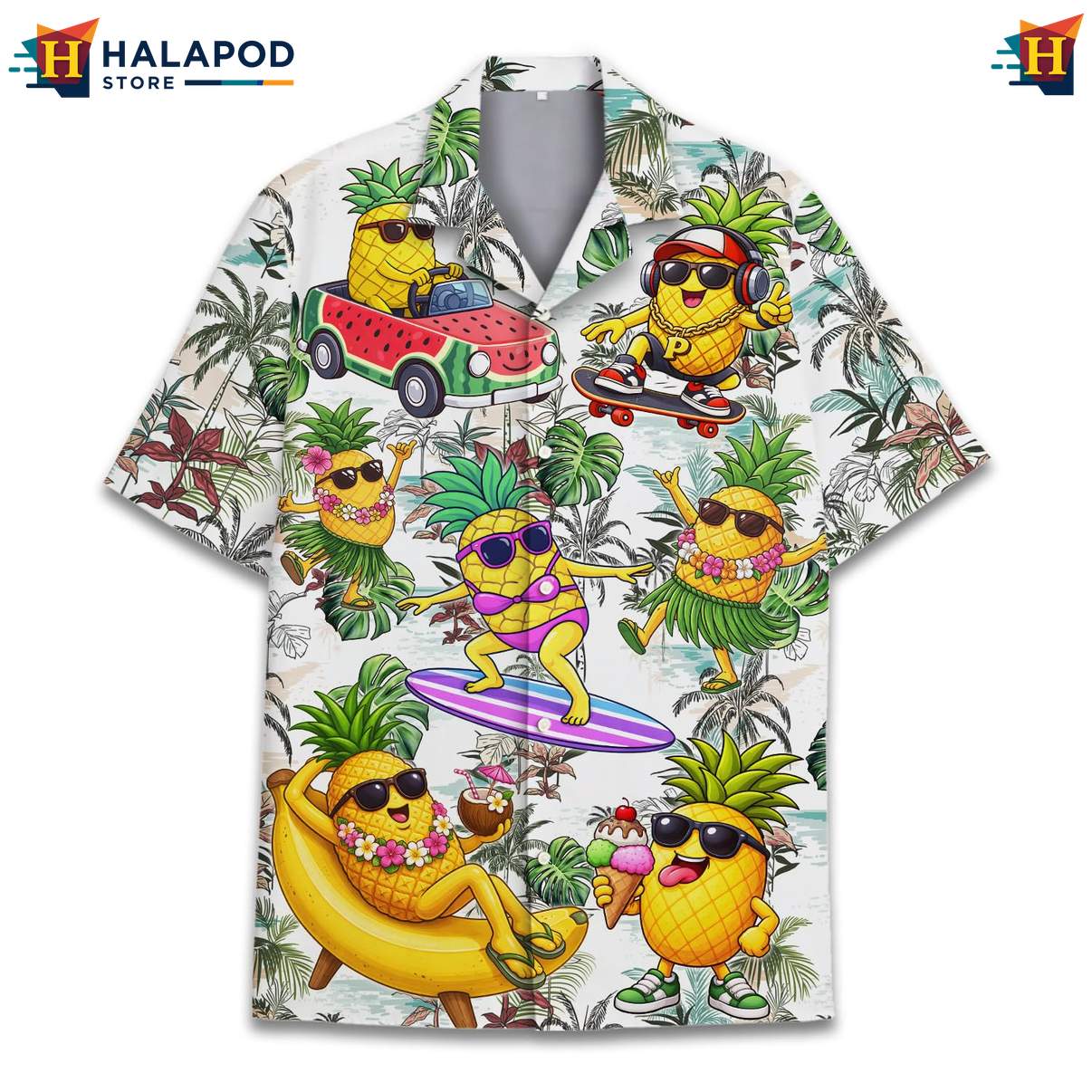 Cute Pineapple Aloha T-Shirt, Vibrant Summer Shirt For Beach Lovers, Fun Tropical Design