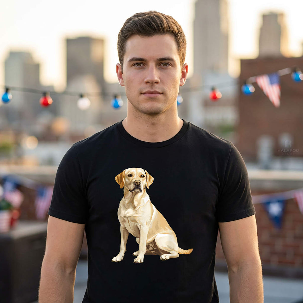 Cute Yellow Labrador Retriever Dog Shirt Funny Lover Casual Graphic Mens