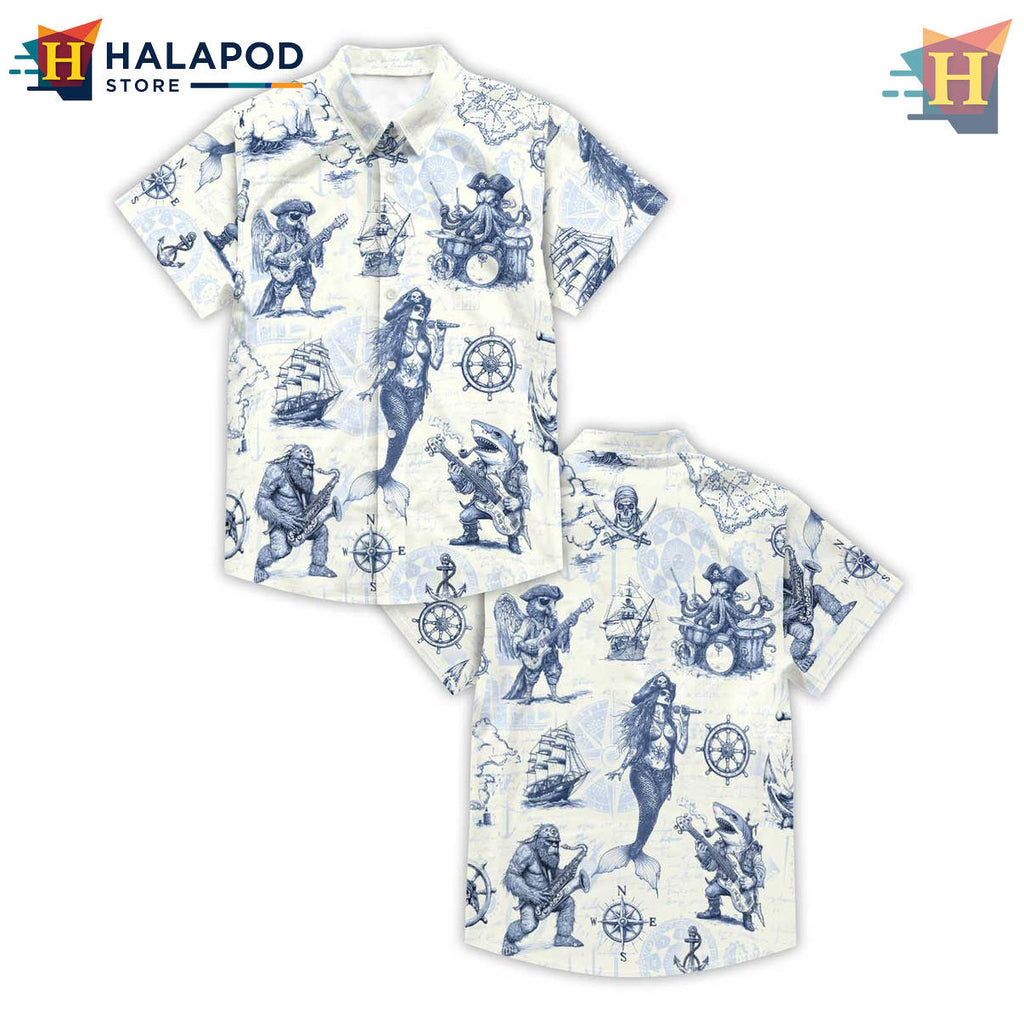 Cyan Pirate King Hawaiian Shirt Funny Summer Beach Vacation Casual Aloha Apparel