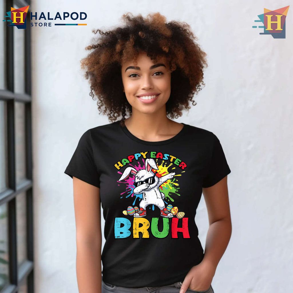 Dabbing Bunny Bruh Style Cool Easter Shirts For Boys