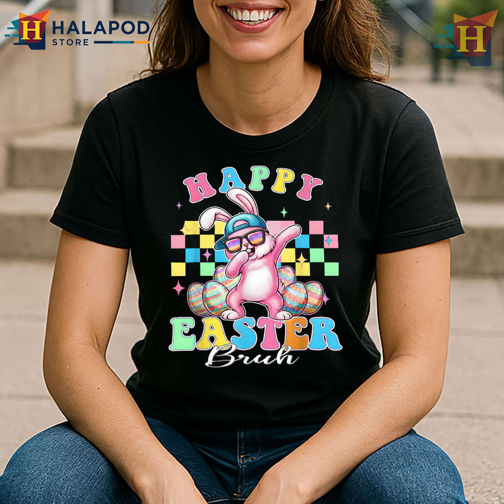 Dabbing Bunny With Sunglasses Retro Style Easter Bunny T Shirt Funny Graphic
