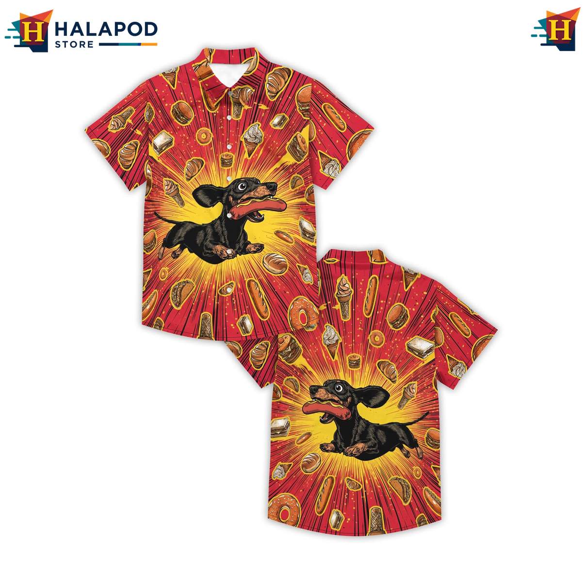 Dachshund Dog Mens Funny Tropical Shirt Retro Graphic Aloha Summer Tops