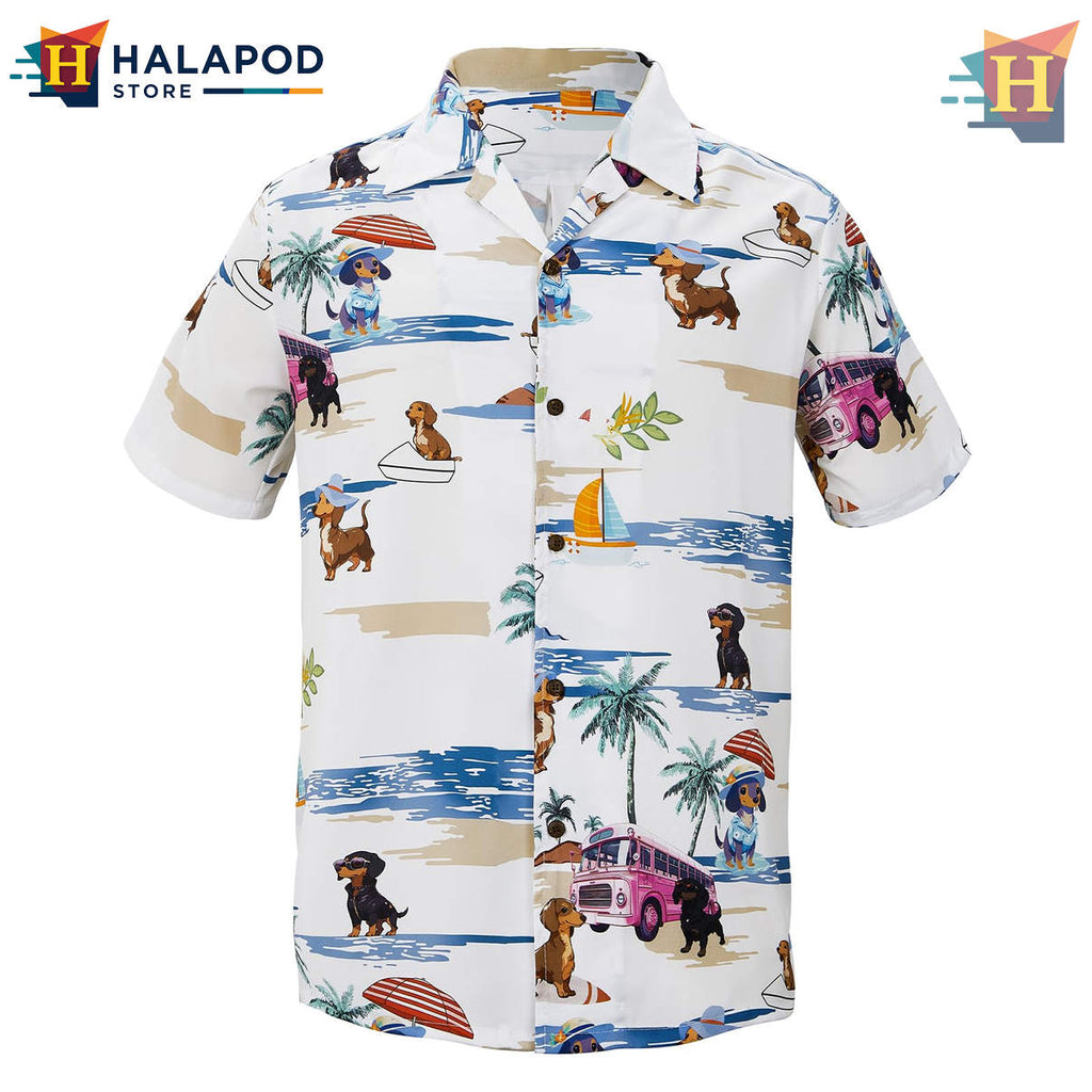 Dachshund Floral Print Hawaiian Shirt 2026 Novelty Casual Beach Fan Apparel