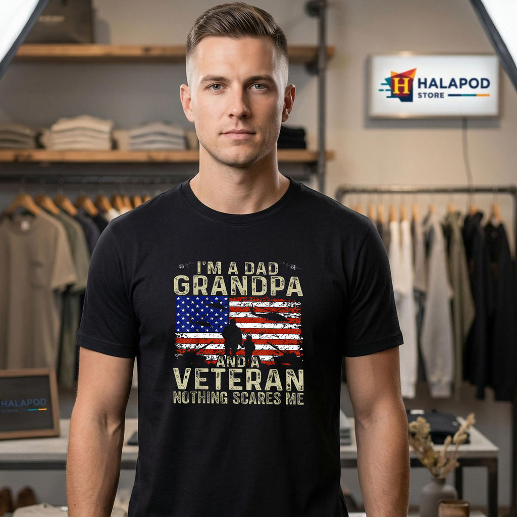 Dad Grandpa Fathers Day Shirt 2026 Veteran Mens Apparel Gifts For Family Fan