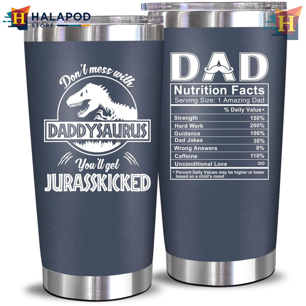 Daddysaurus Nutrition Navy Tumbler 2026 Fathers Day Birthday Gift From Kids