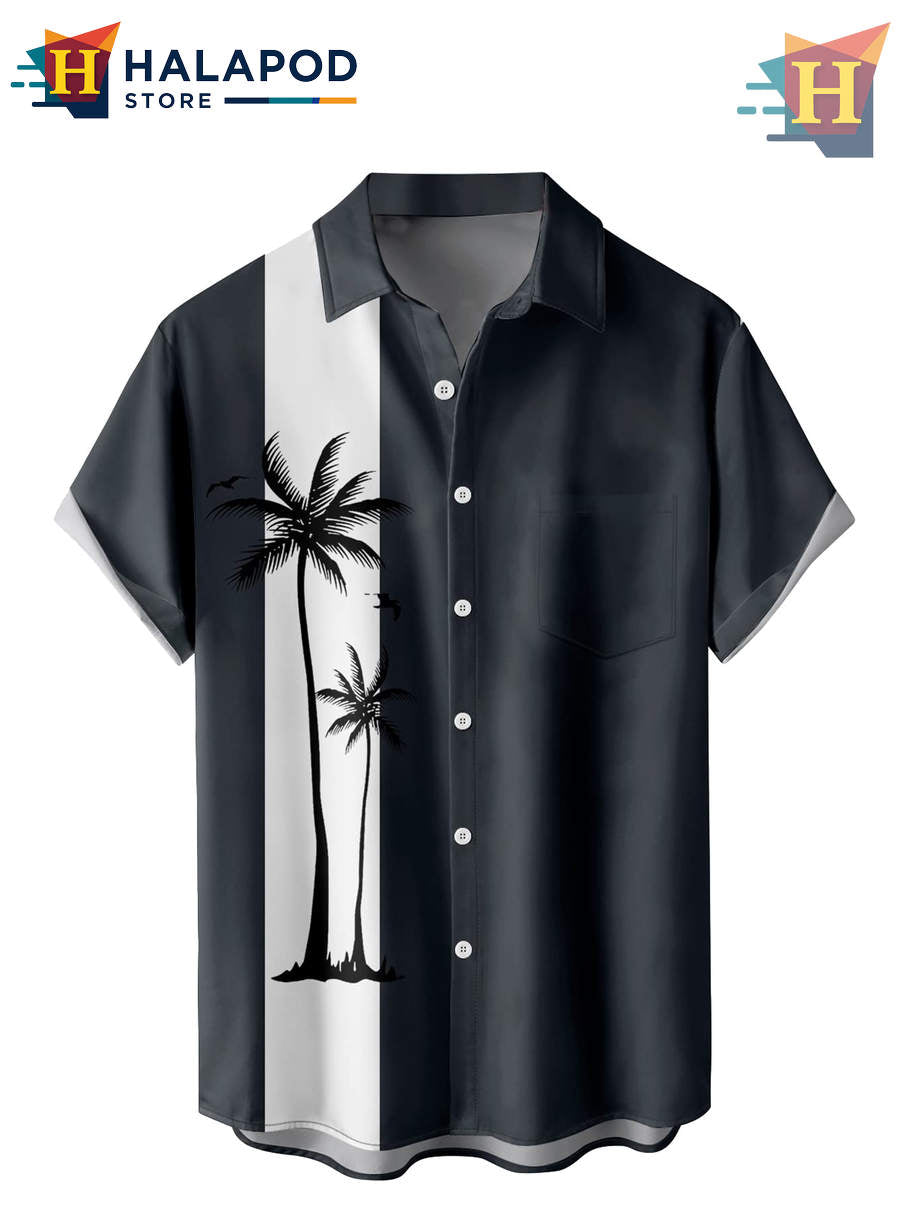 Dark Grey Two Tree Hawaiian Shirt 2026 Tropical Holiday Casual Beach Apparel