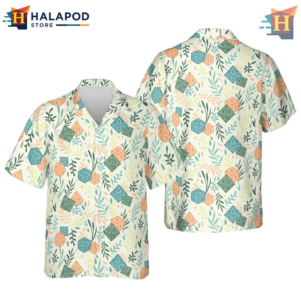 Dice Garden Pattern Print Hawaiian Shirt Funny Tropical Floral Beach Mens Apparel