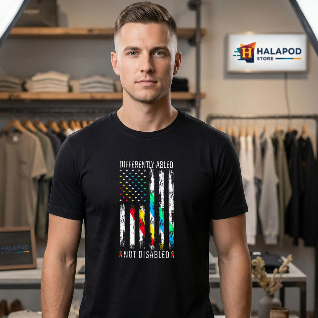 Different Abled Not Disabled USA Flag Shirt 2026 Disability Pride Month Gear