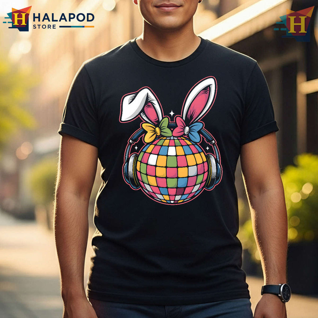 Disco Ball Bunny Ears Party Outfit Easter T Shirts For Adults