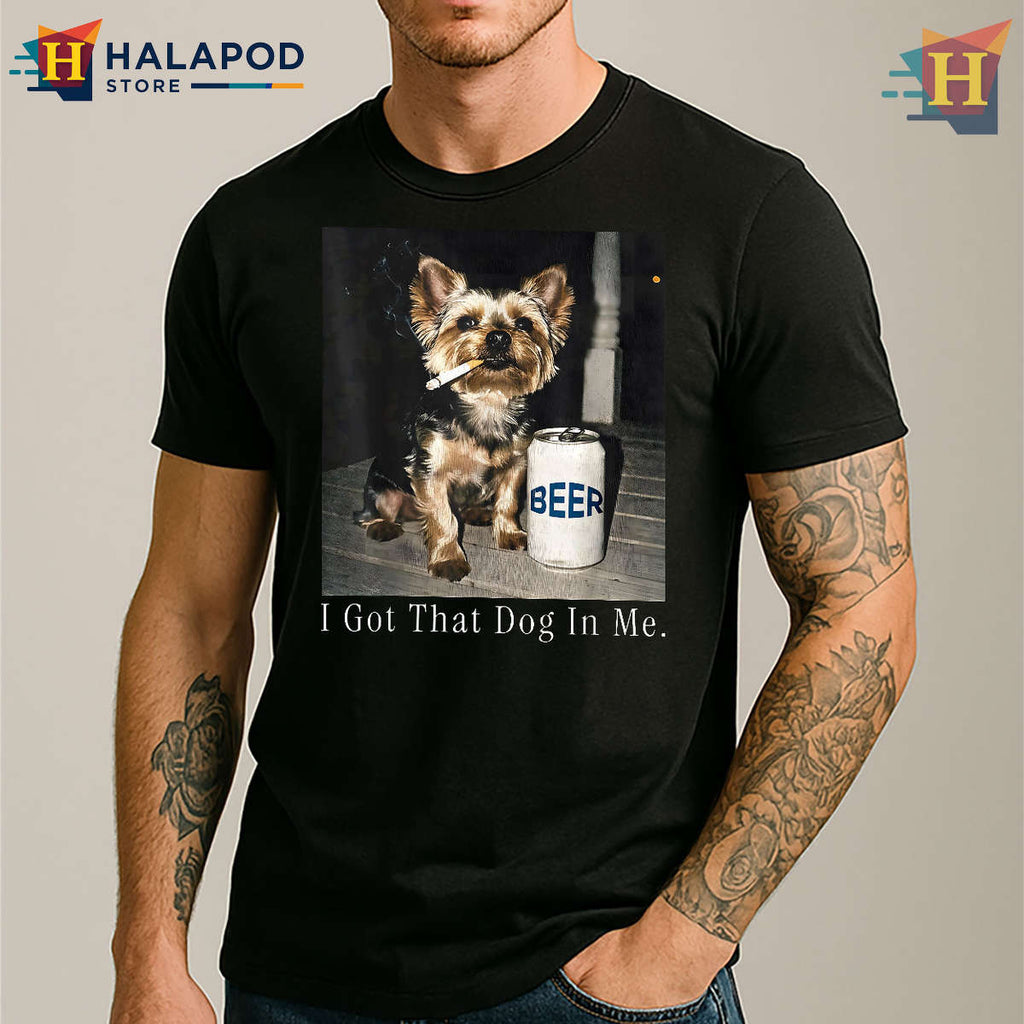 Dog Lover Graphic Tee Funny Yorkie Smoking Meme Cool Puppy Attitude Design