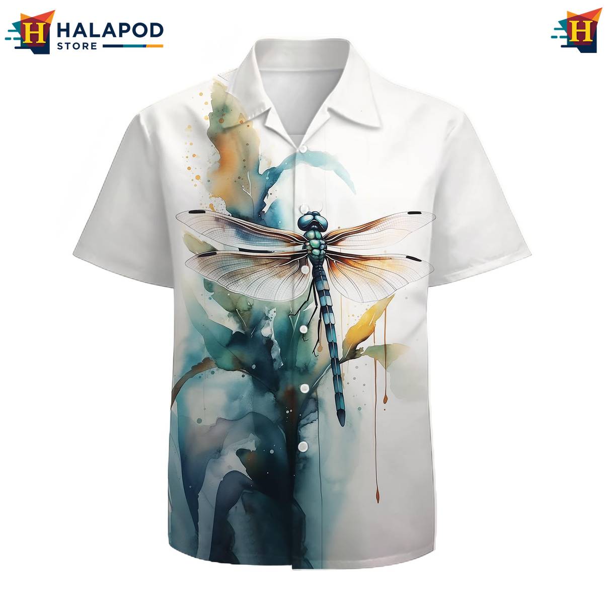 Dragonfly Tropical Hawaiian Shirt Mens Short Sleeve Floral Button Down Tops