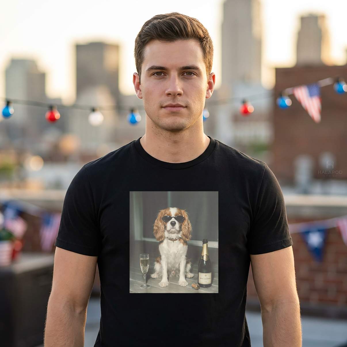 Drinking Champagne Cavalier Shirt King Charles Funny Meme Graphic Men
