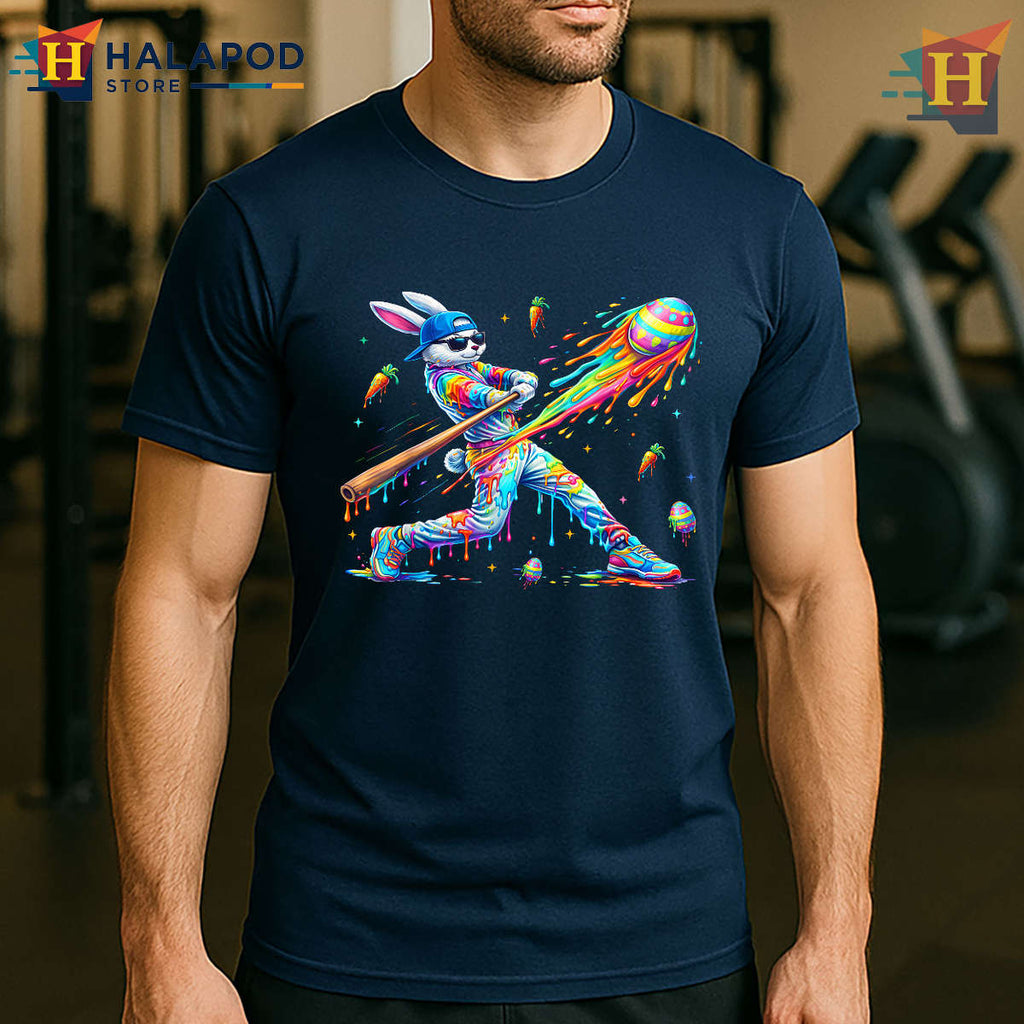 Drip Baseball Bunny Graphic Funny Easter Shirts Street Style
