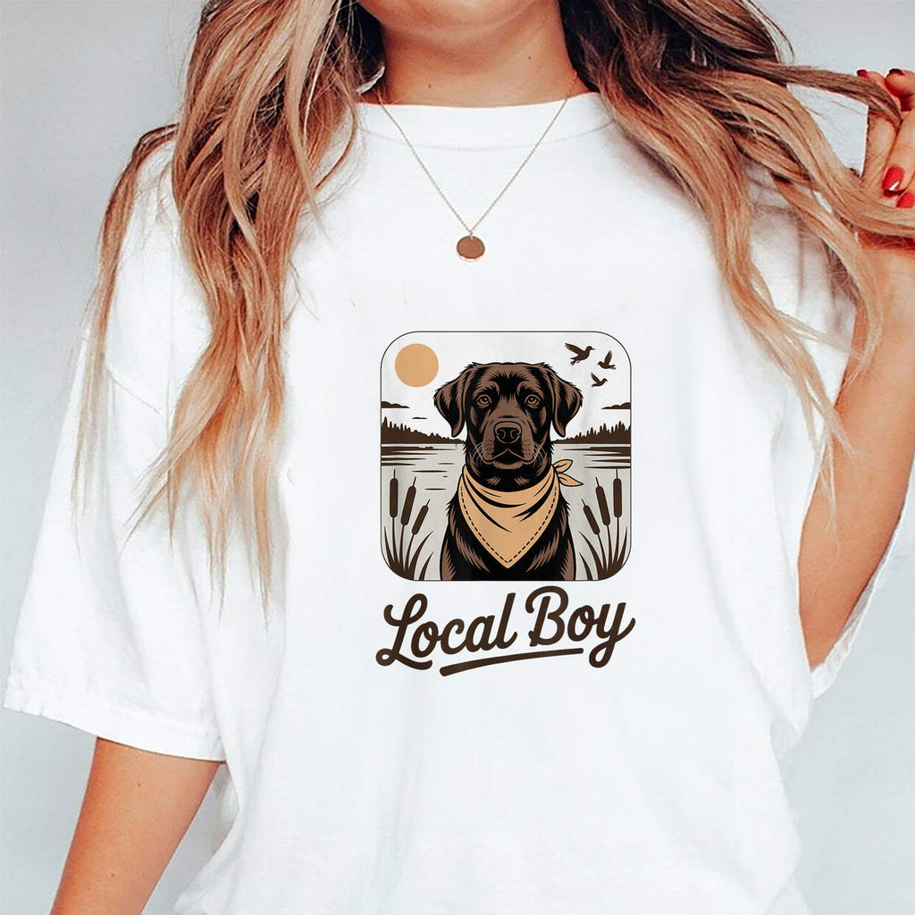 Duck Hunting Labrador Shirt Local Boy Retriever Dog Lover Casual Graphic Mens