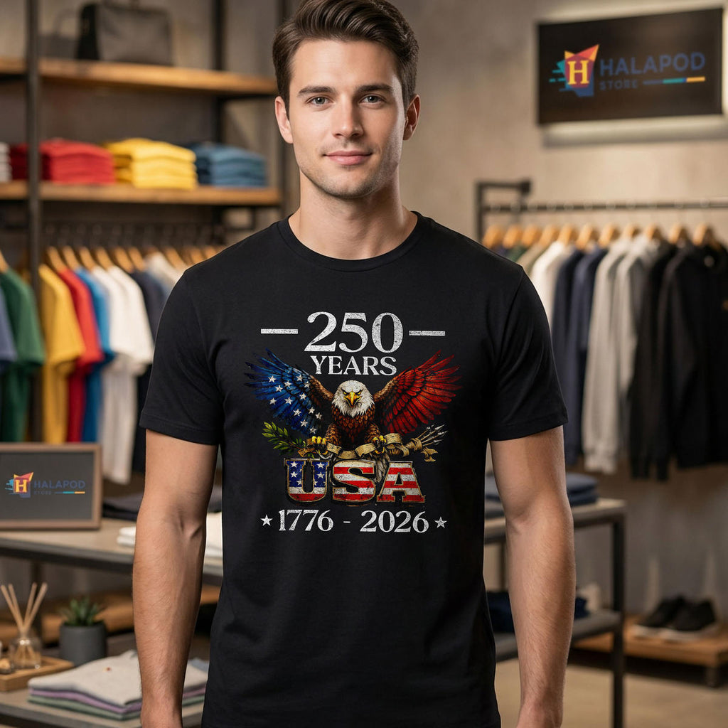 Eagle And Flag 250 Years USA Shirt 2026 Patriotic 1776 4th Of July Apparel