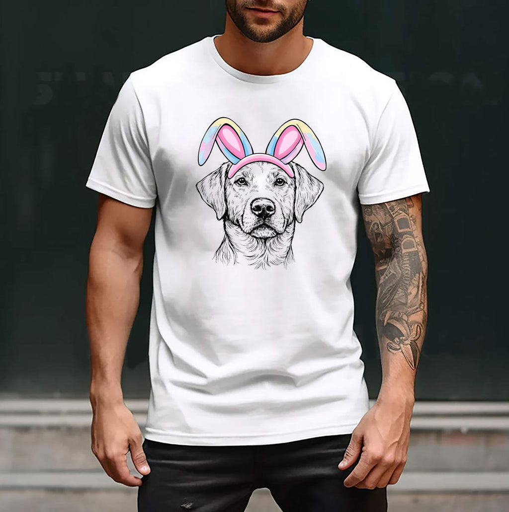 Easter Bunny Ears Lab Shirt Vintage Labrador Retriever Dog Graphic Casual Mens