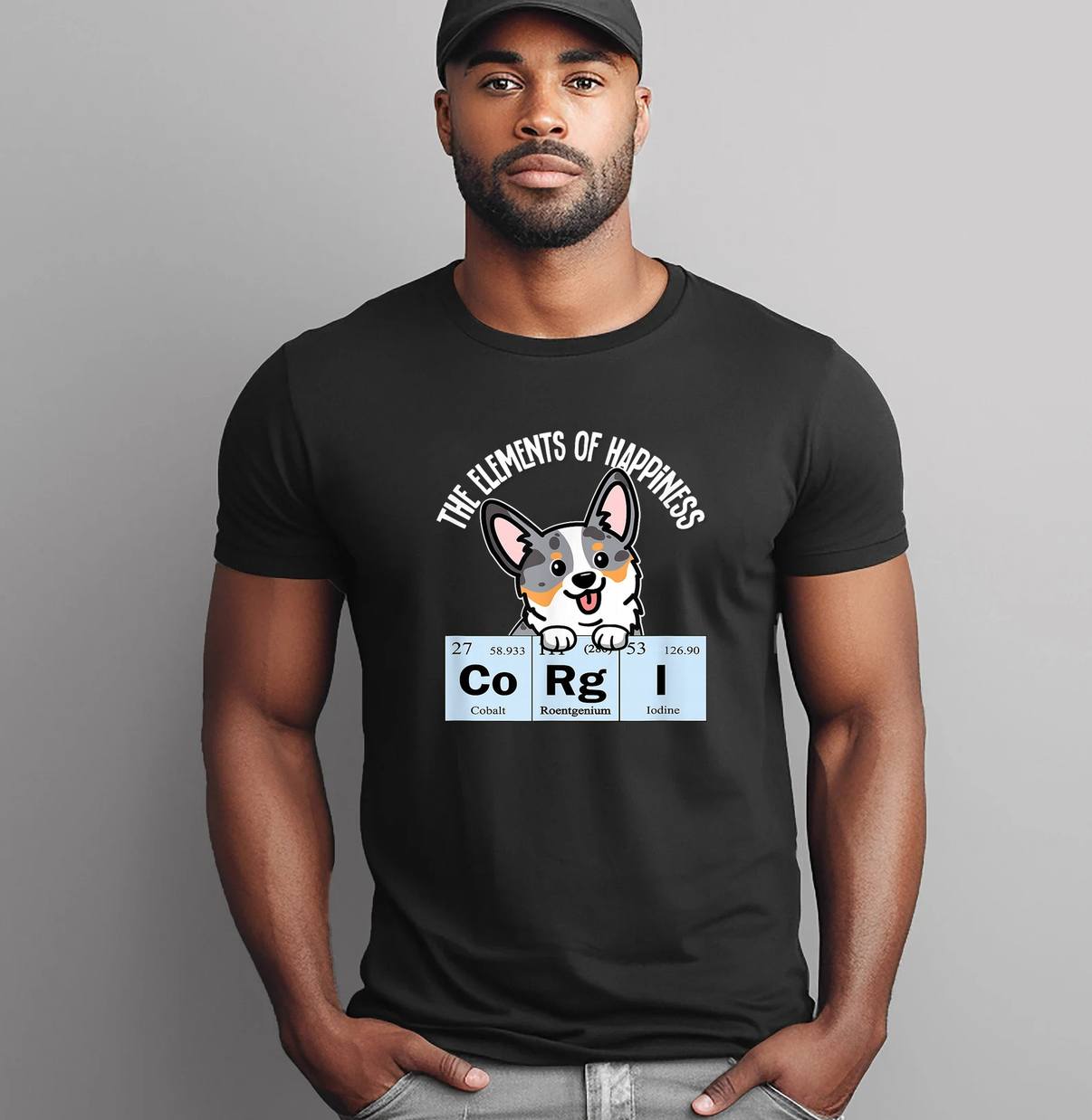 Elements Of Happiness Corgi Shirt Funny Blue Merle Dog Lover Graphic Men