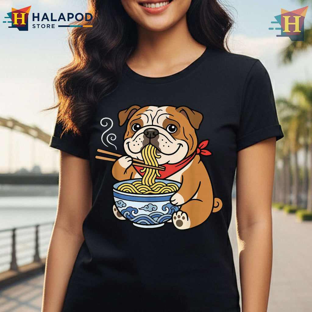 English Bulldog Ramen Shirt Japanese Noodle Lover Funny Dog Tee