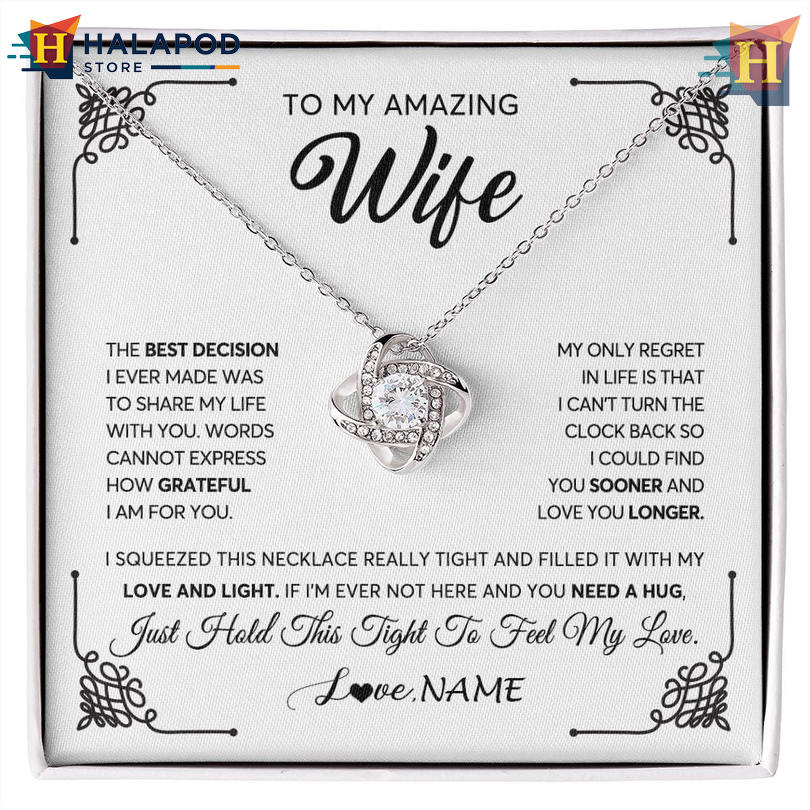 Engraved To My Amazing Wife Gift Necklace Valentine Cards Messages Best Decision