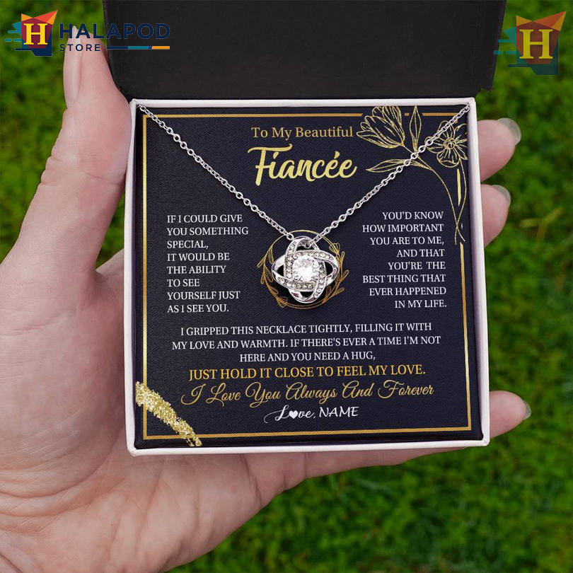 Engraved To My Beautiful Fiancee Necklace Message On Valentine Card My Love Always