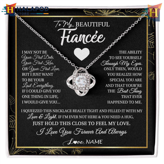 Engraved To My Beautiful Fiancee Necklace Valentine's Day Necklace My First And Last Love