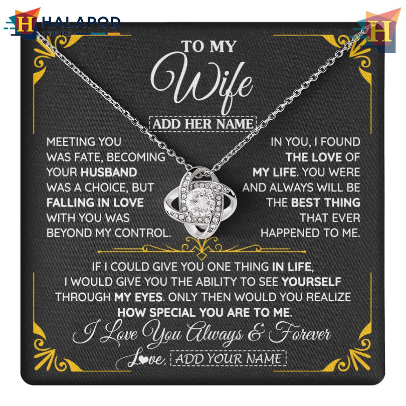Engraved To My Wife Gift Valentine Day Necklace From Husband Meeting You Changed Life