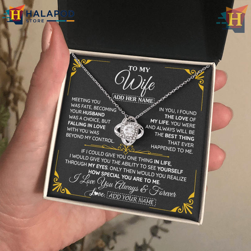 Engraved To My Wife Gift Valentine Day Necklace From Husband Meeting You Changed Life