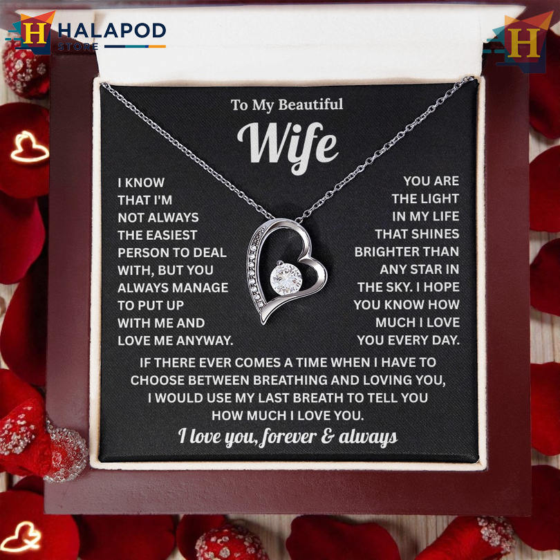 Eternal Vow Gift For To My Wife Valentine's Day Necklace My Last Breath Says I Love You