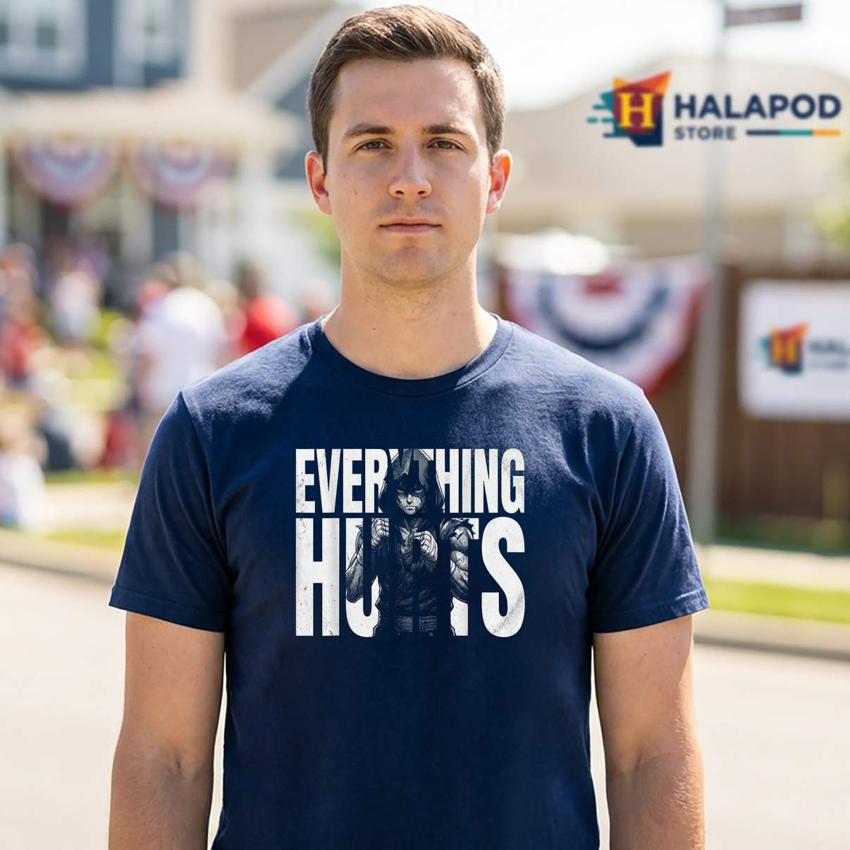 Everything Hurts Anime Gym T-Shirt Funny Weight Lifting Graphic For Men