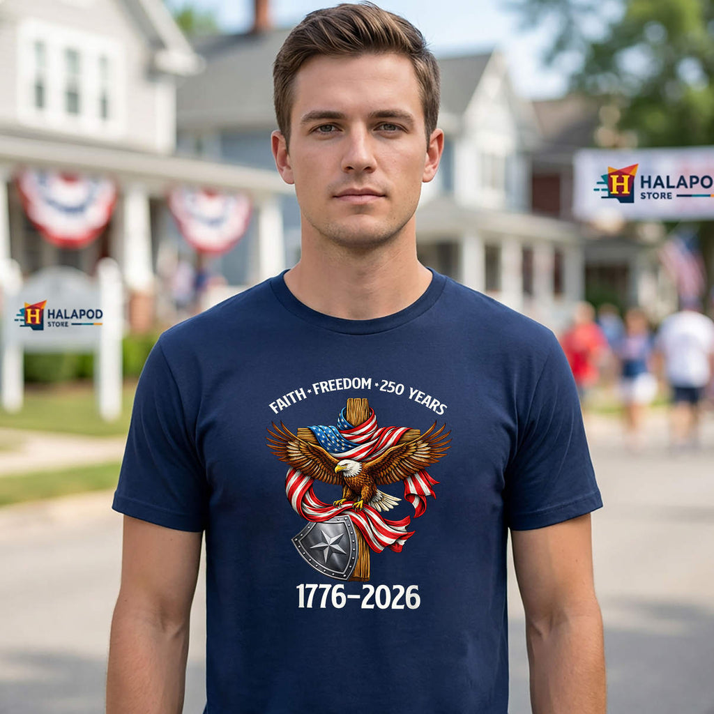 Faith Freedom 250 Years 4th July Shirt 250th Anniversary USA Graphic Mens