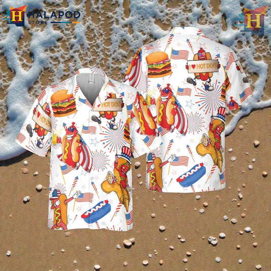 Family Aloha Wear Inspired by Fun American Hot Dog and Burger Celebration Prints
