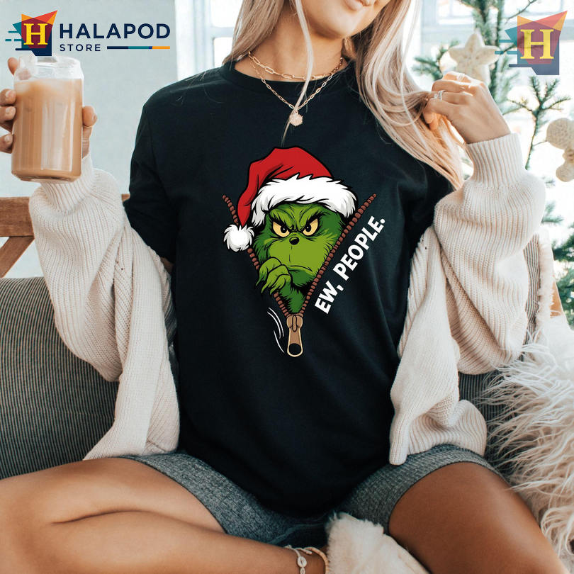 Family Christmas Tshirt Ew People Green Monster Sarcastic Holiday Humor Tee