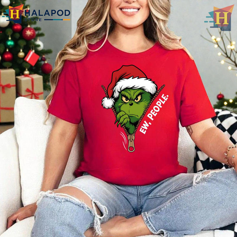 Family Christmas Tshirt Ew People Green Monster Sarcastic Holiday Humor Tee