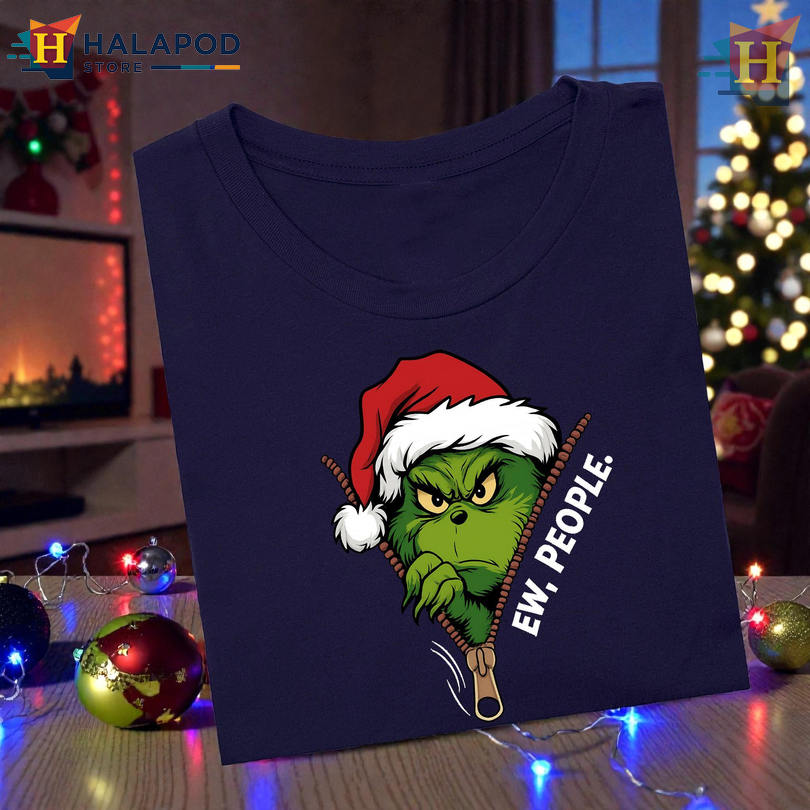 Family Christmas Tshirt Ew People Green Monster Sarcastic Holiday Humor Tee