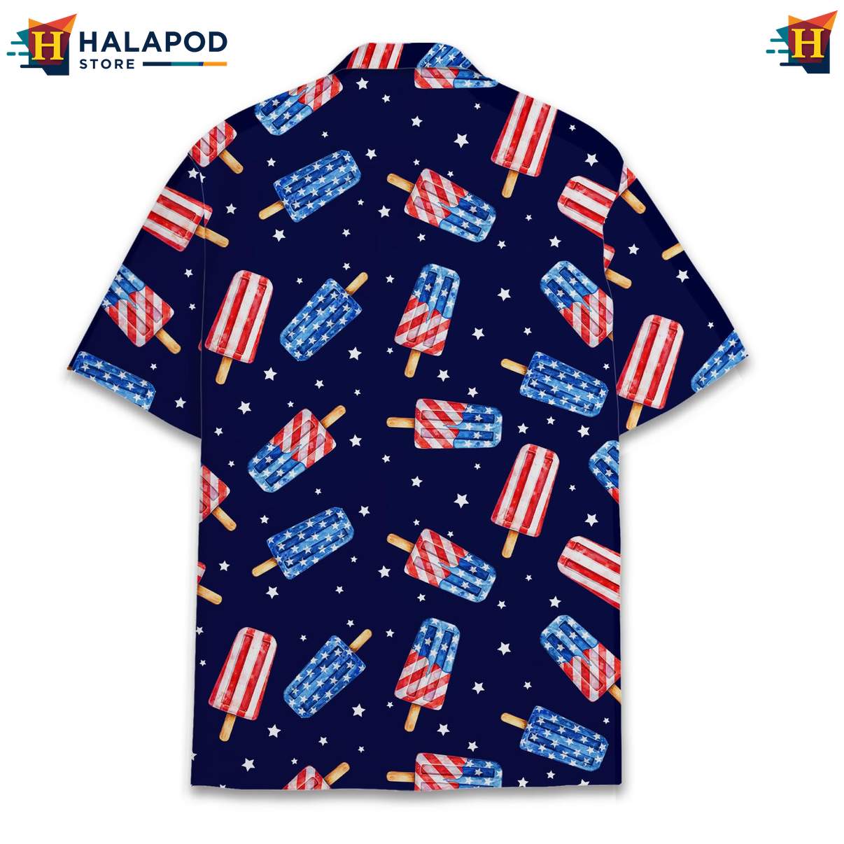 Festive Ice Cream Aloha TShirt, Usa Flag Button Down Shirt For 4th Of July Celebrations