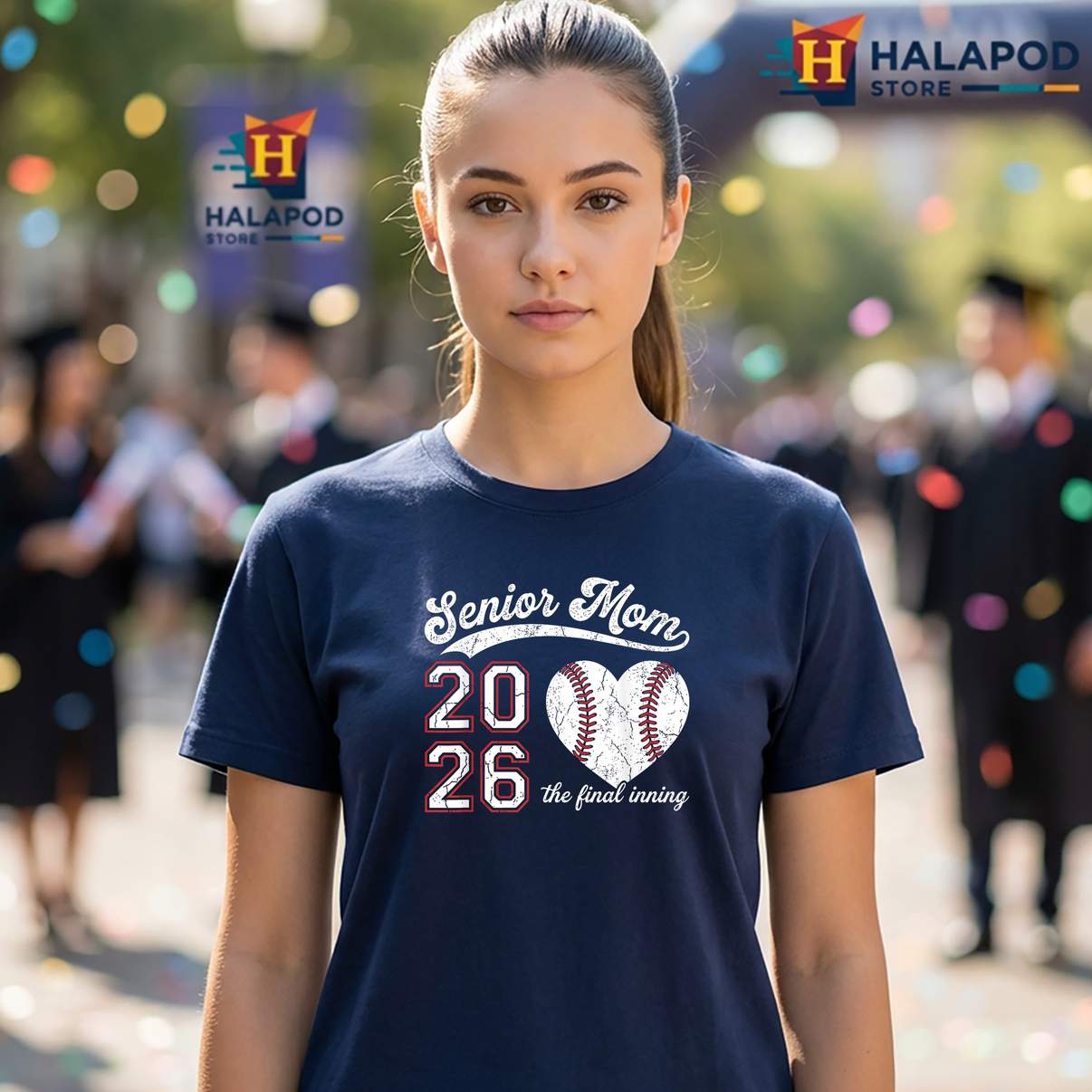 Final Inning Baseball Mom T-Shirt Senior Heart Class Of 2026 Graphic For Womens