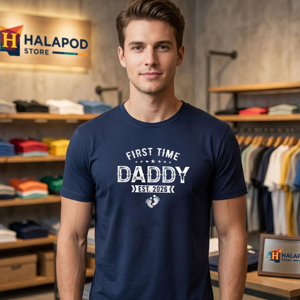 First Time Daddy New Dad Est Shirt 2026 Fathers Day Family Fan Apparel Gifts