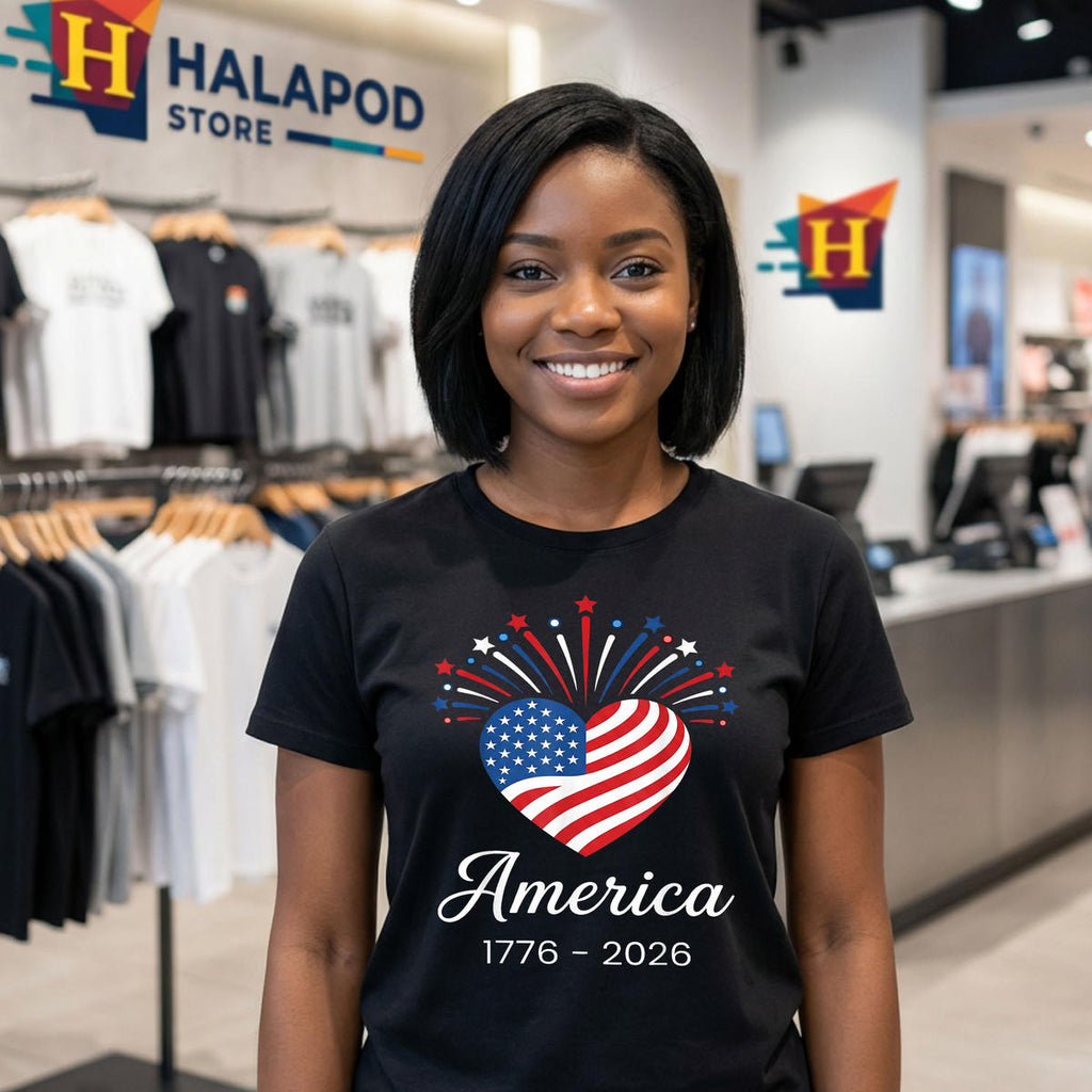 Flag Heart July 4th 250th Birthday Shirt 2026 USA 1776 Anniversary Apparel