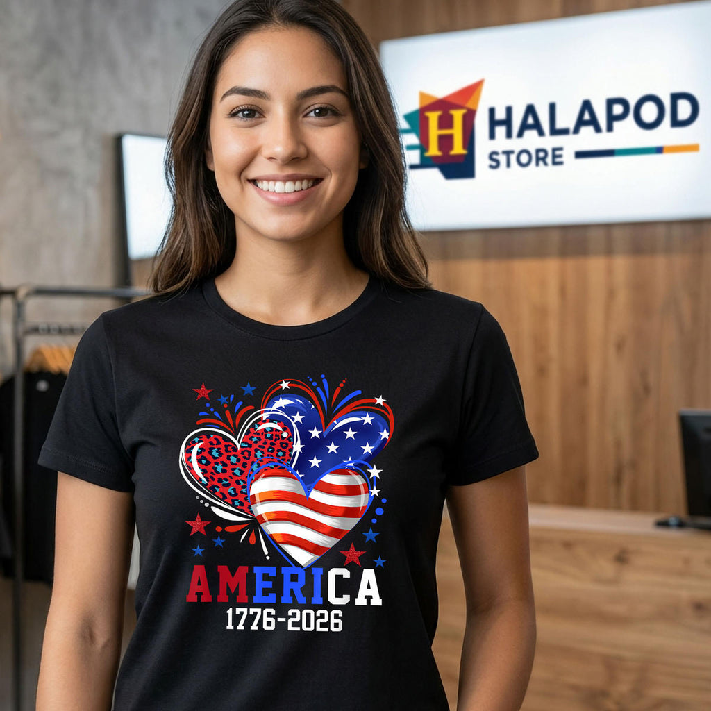 Flag Heart Leopard July 4th Shirt 2026 1776 USA 250th Birthday Anniversary