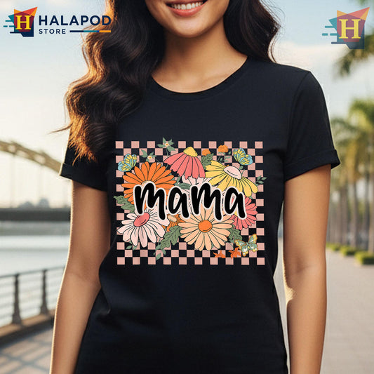 Floral Wildflower Checkered Style Mama Tshirt