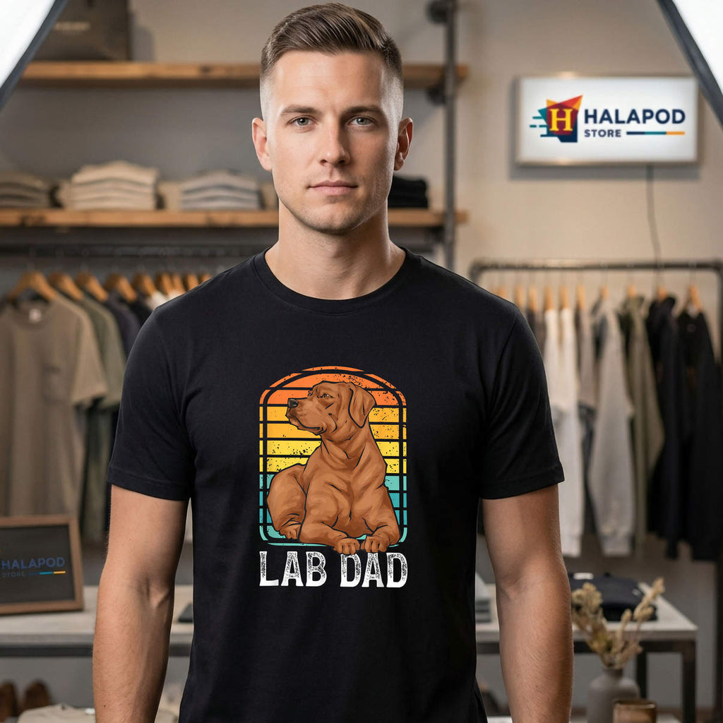Fox Red Labrador Retriever Lab Dad Shirt Funny Dog Owner Casual Graphic Mens