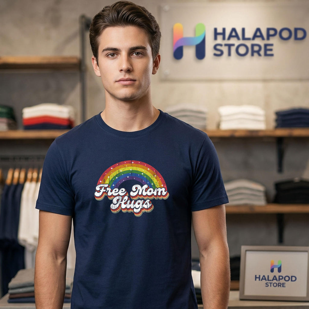 Free Mom Hugs Rainbow Heart LGBT Shirt 2026 Pride Month Support Fan Apparel