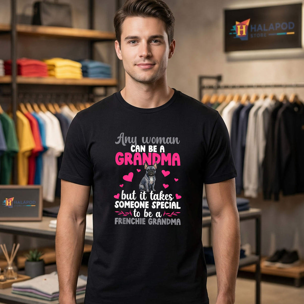 Frenchie Grandma French Bulldog Shirt Cute Grandmother Graphic Casual Womens