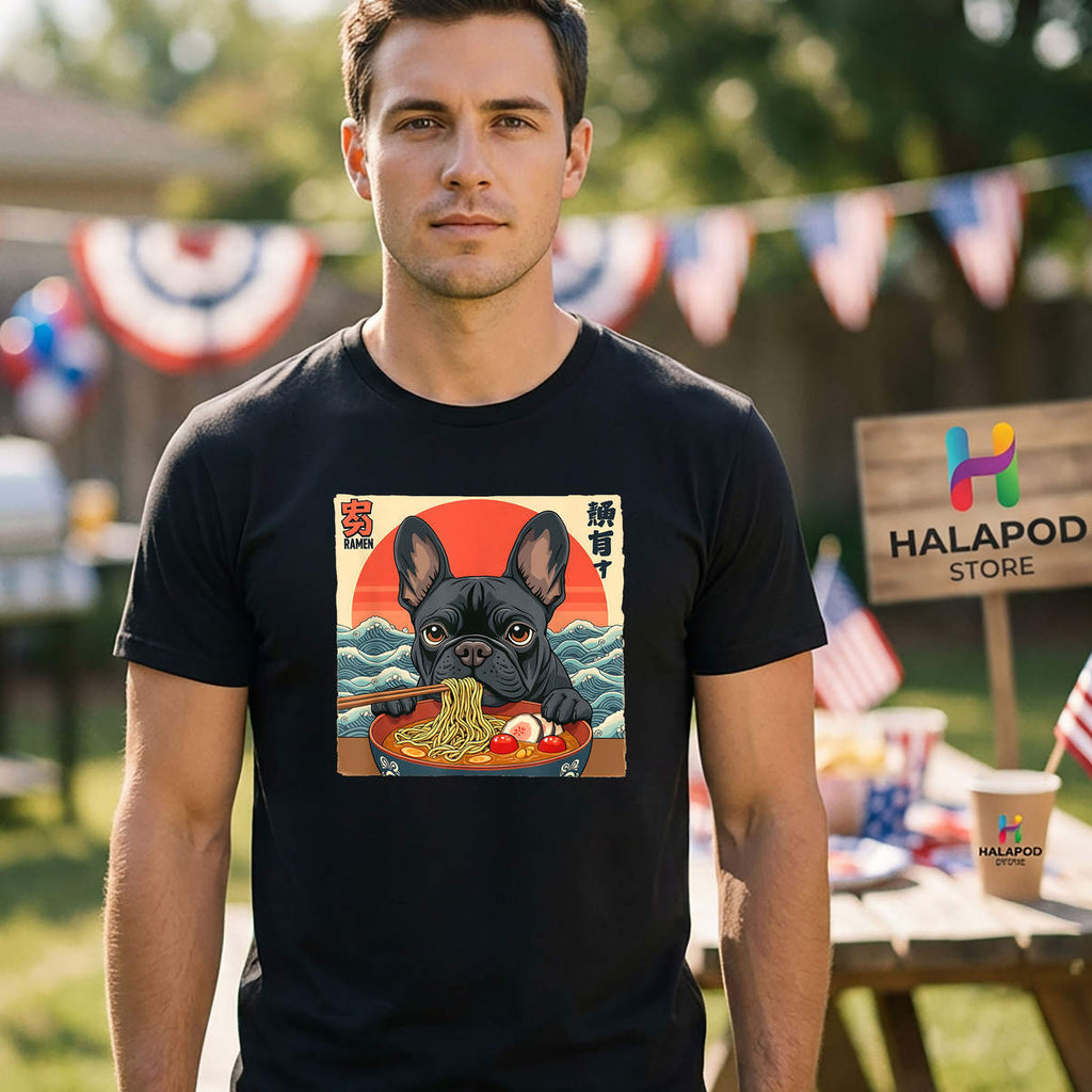 Frenchton Terrier Ramen Shirt Funny French Bulldog Noodle Dog Casual Graphic