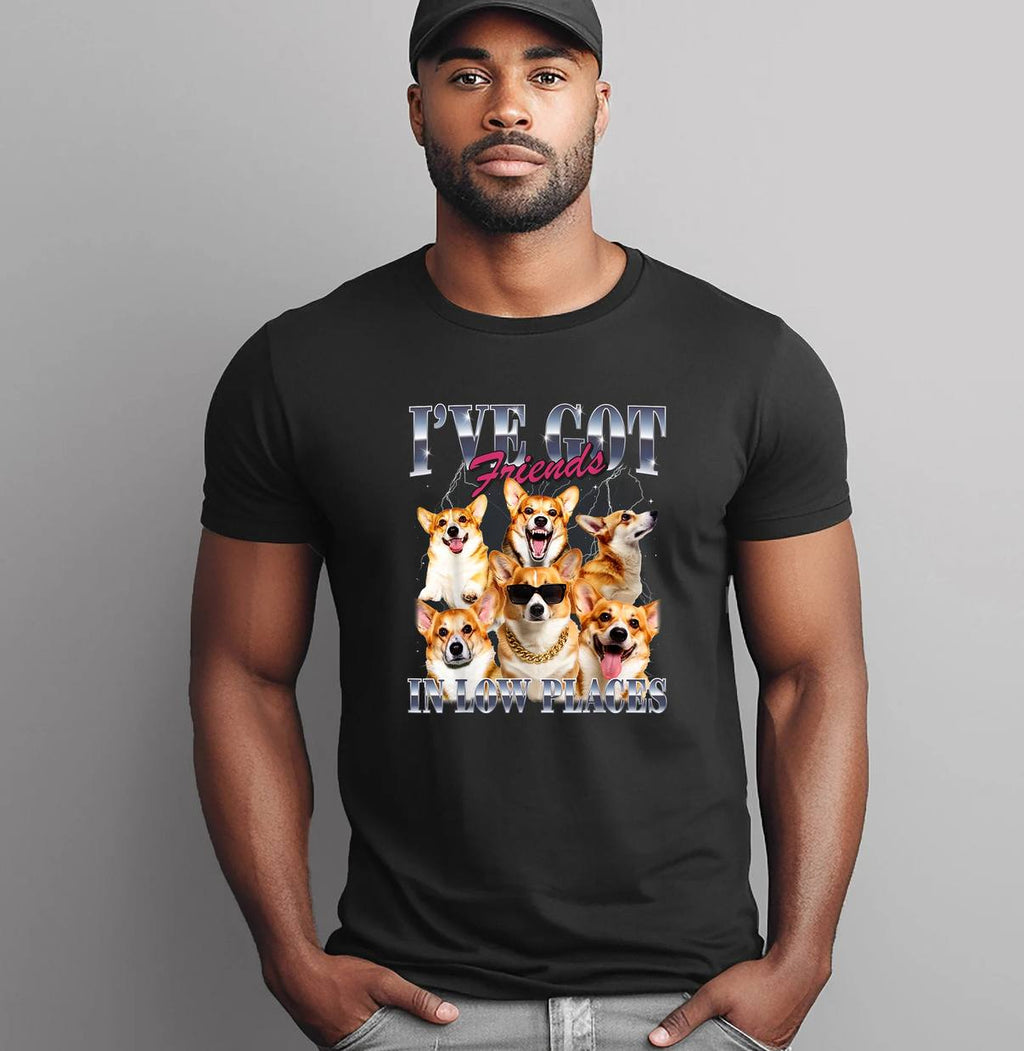 Friends In Low Places Corgi Shirt 90s Style Dog Owner Funny Graphic Men