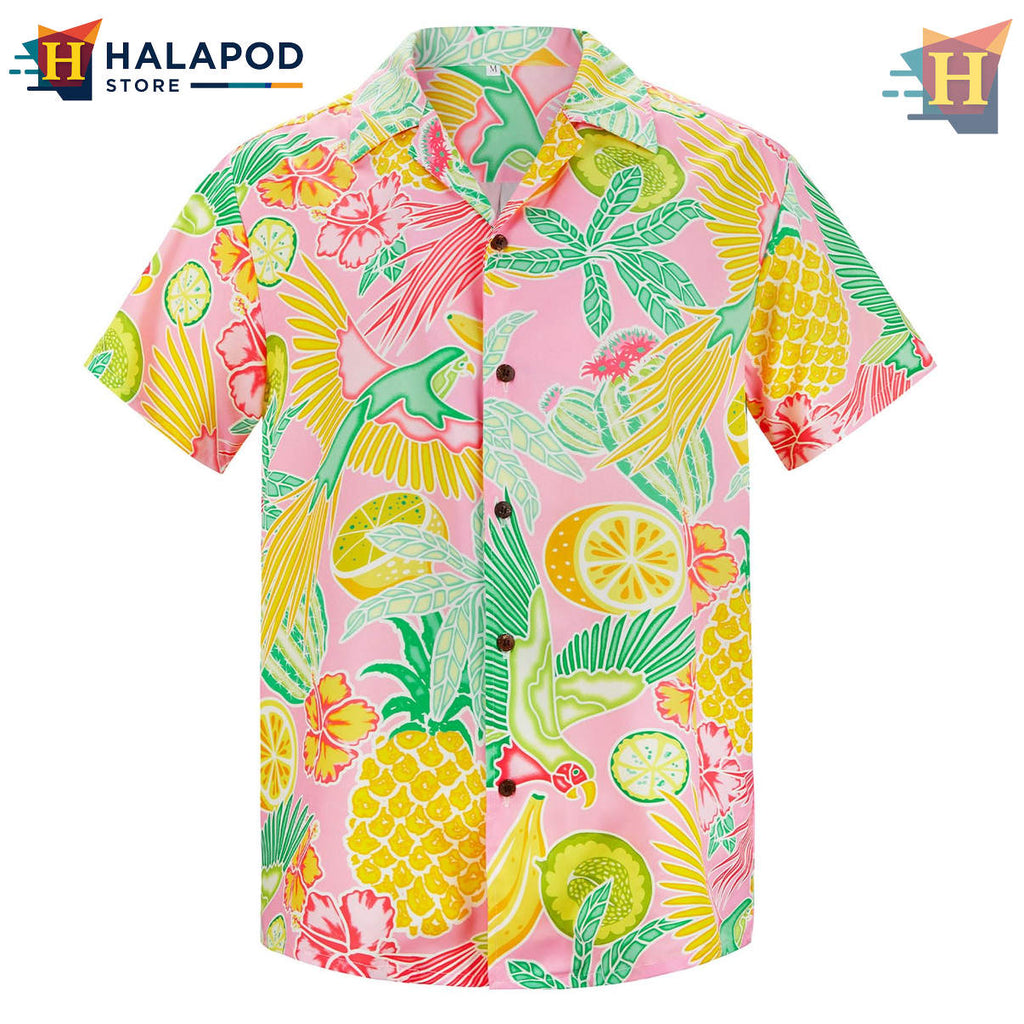 Fruit Parrot Novelty Hawaiian Shirt 2026 Floral Print Casual Beach Fan Gear